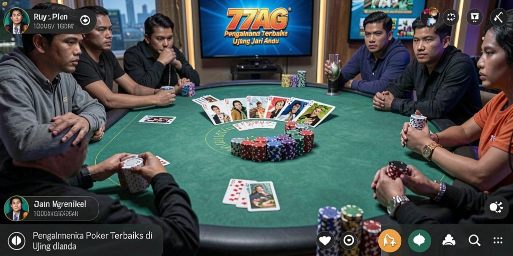 Tampilan gameplay Poker yang mengesankan di 77AG.