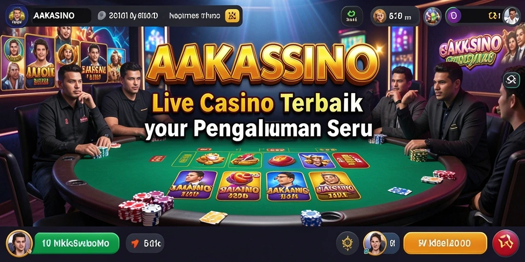 Tampilan gameplay seru AAKASINO dengan dealer langsung dan interaksi sosial.