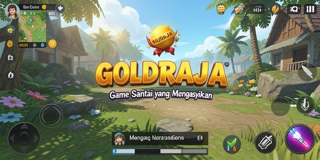Screenshot menampilkan gameplay GOLDRAJA yang penuh warna dan menyenangkan.