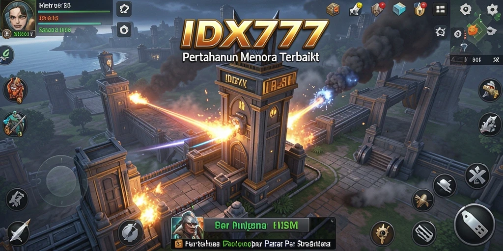 Tangkapan layar gameplay IDX777 menampilkan menara yang siap bertempur melawan musuh.