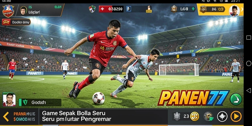 Gameplay seru dan kompetitif di lapangan sepak bola.