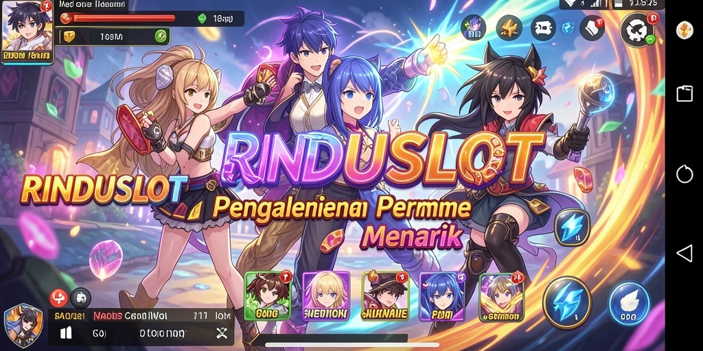 Screenshot gameplay RINDUSLOT yang menampilkan karakter anime menarik.