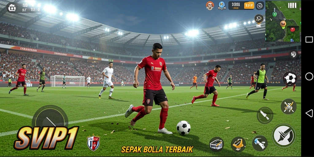 Tampilan gameplay SVIP1 yang mendebarkan dan penuh aksi sepak bola.