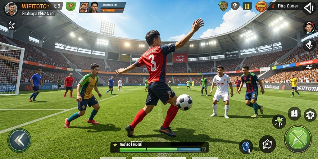 Tangkapan layar gameplay WIFITOTO yang menampilkan aksi olahraga yang seru.