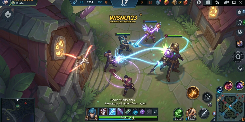 Tampilan gameplay WISNU123 dengan pertarungan yang dinamis.