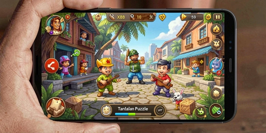 Screenshot utama X88 menampilkan gameplay menantang saat menyelesaikan teka-teki.