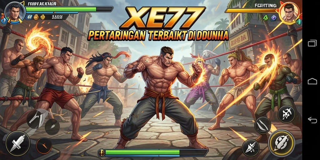 Tampilan screenshot XE77 menampilkan aksi pertarungan yang seru.